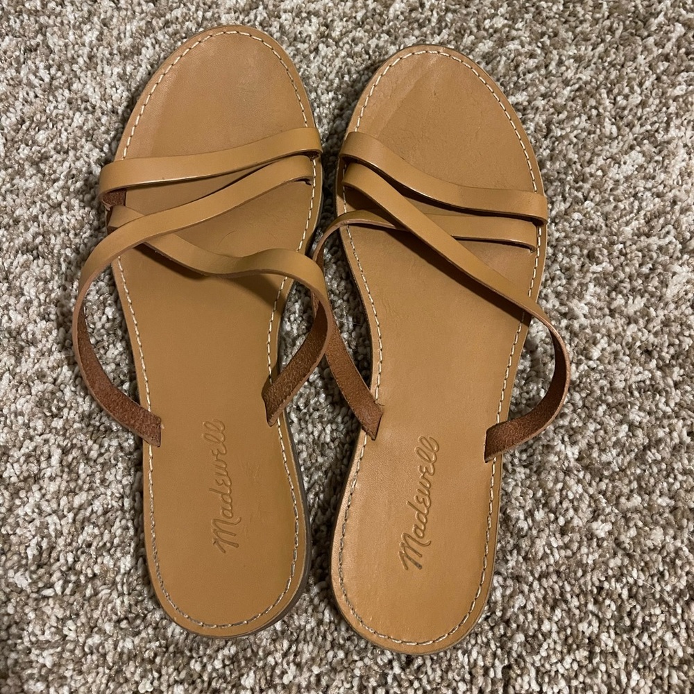Madewell tan slip on sandal